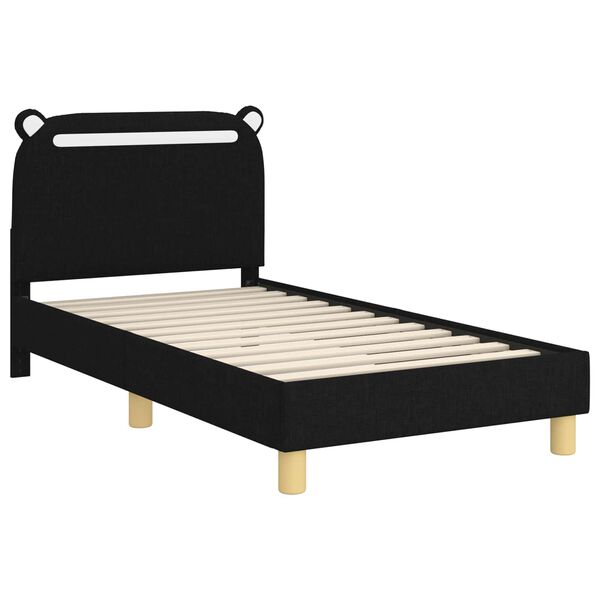 vidaXL Bedframe voor kinderen met hoofdbord Zwart 80 x 160 cm Stof