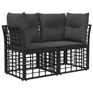 vidaXL Buiten loveseat 2 st 2-Aantal zitplaatsen Zwart en Donkergrijs