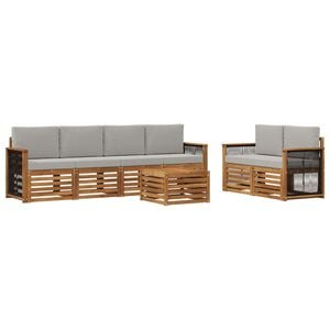 vidaXL Buiten bankenset 7 pcs Naturel en lichtgrijs Massief Acaciahout