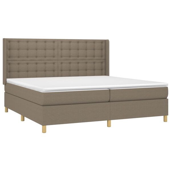 vidaXL Boxspring met matras stof taupe 200x200 cm