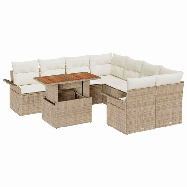 vidaXL Tuin Sofa Set met kussen beige en crèmekleurig