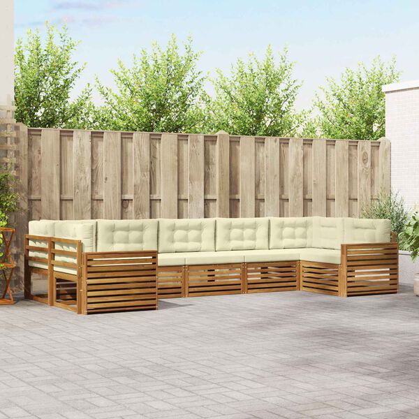 vidaXL Buiten bankenset 7 pcs Natuurlijk en Cr&egrave;me Massief Acaciahout