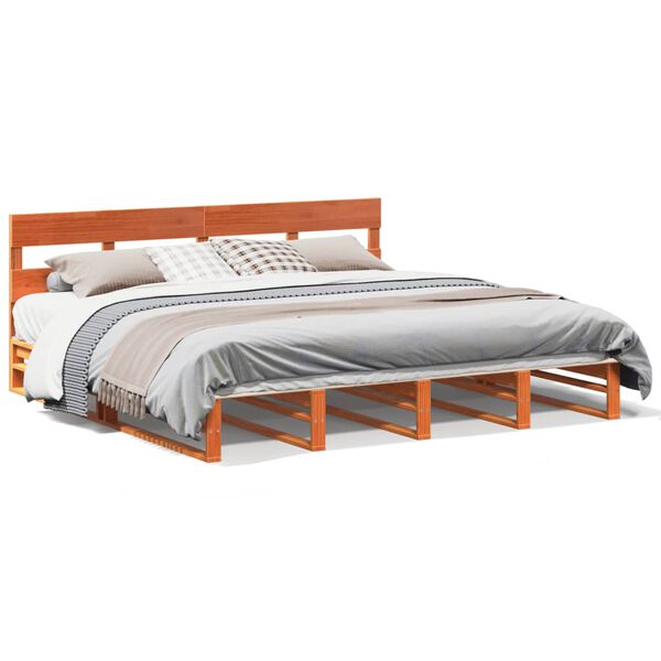 vidaXL Bedframe zonder matras massief grenenhout wasbruin 180x200 cm