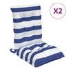 vidaXL Stoelkussens 2 st lage rug gestreept stof wit en blauw