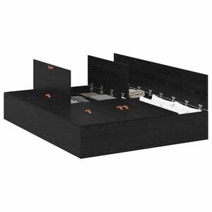 vidaXL Opbergbedframe met opslag Zwart Eiken 140 x 190 cm Bewerkt hout