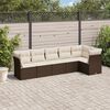 vidaXL 6-delige Loungeset met kussens poly rattan bruin