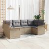 vidaXL Tuin Sofa Set met kussen met opslag 6 pcs Beige Poly riet