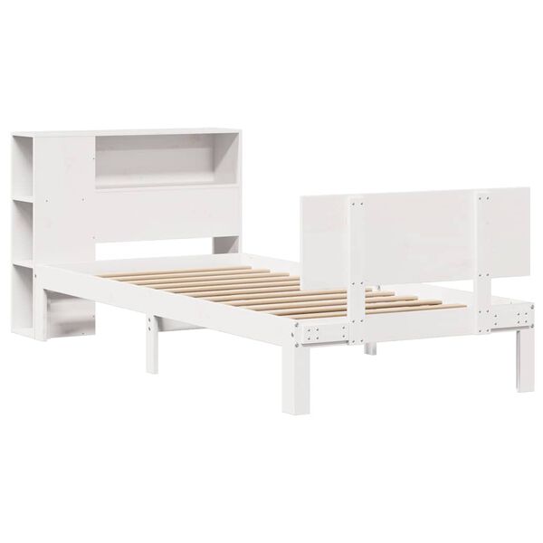 vidaXL Bed met boekenkast zonder matras grenenhout wit 75x190 cm