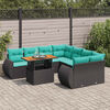 vidaXL 9-delige Loungeset met kussens poly rattan zwart