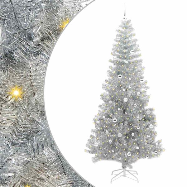 vidaXL Kerstboom met 300 LED met standaard Zilver 240 cm PET