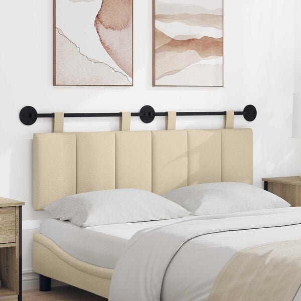 vidaXL Hangend Hoofdeinde Wandgemonteerd Cr&egrave;me 150 x 55 x 5 cm Stof