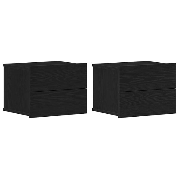 vidaXL Nachtkastje 2 pcs Zwart Eiken 40 x 30 x 30 cm Bewerkt hout