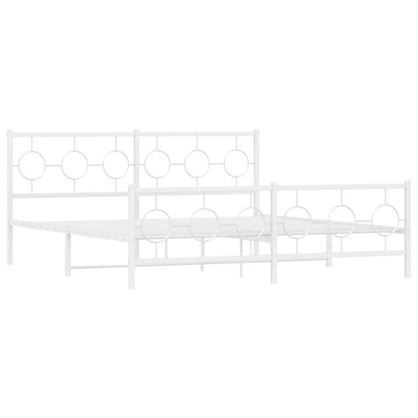 vidaXL Bedframe met hoofd- en voeteneinde metaal wit 180x200 cm
