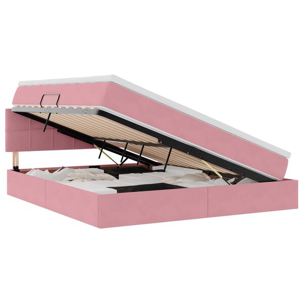 vidaXL Opbergbed met LED met matras met LED Roze 180 x 200 cm Fluweel