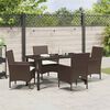 vidaXL Tuin eettafelset met kussen 5 pcs Bruin poly rattan