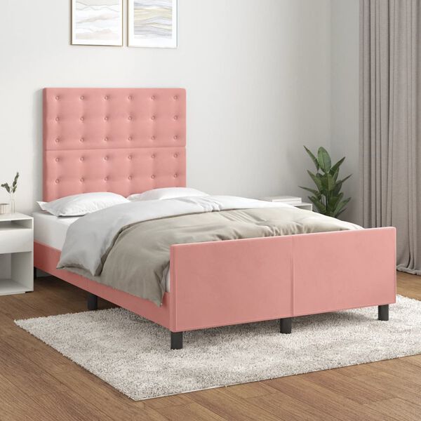 vidaXL Bedframe zonder matras 120x190 cm fluweel roze