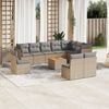 vidaXL 11-delige Loungeset met kussens poly rattan gemengd beige