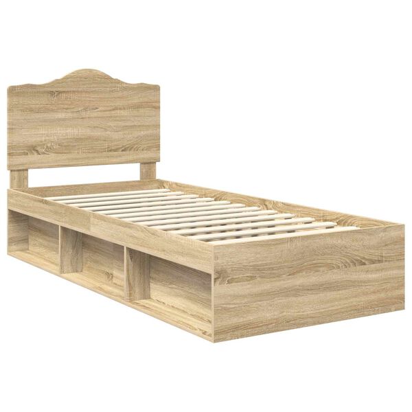 vidaXL Bedframe met hoofdeinde Sonoma 100 x 200 cm Massief grenenhout