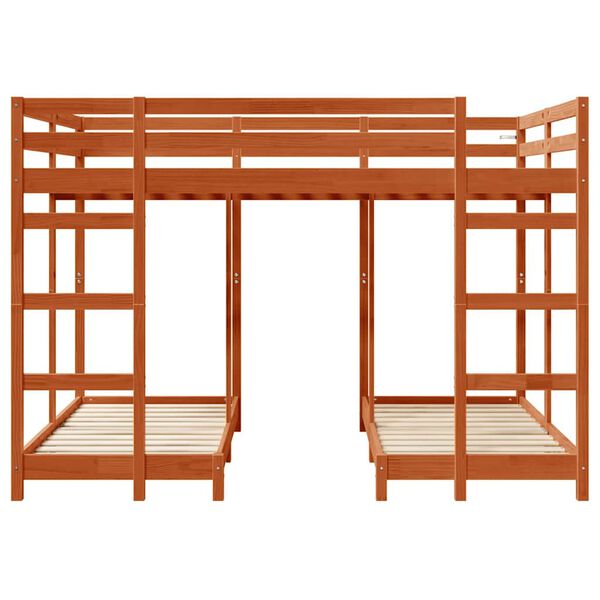 vidaXL Drie-hoog Bunk Bed Frame Wasbruin 140 x 200 cm
