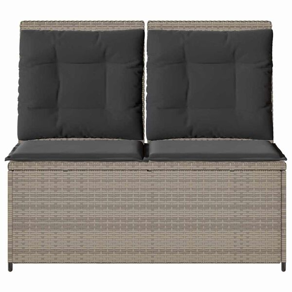 vidaXL Tuinbank met kussen Lichtgrijs Poly riet