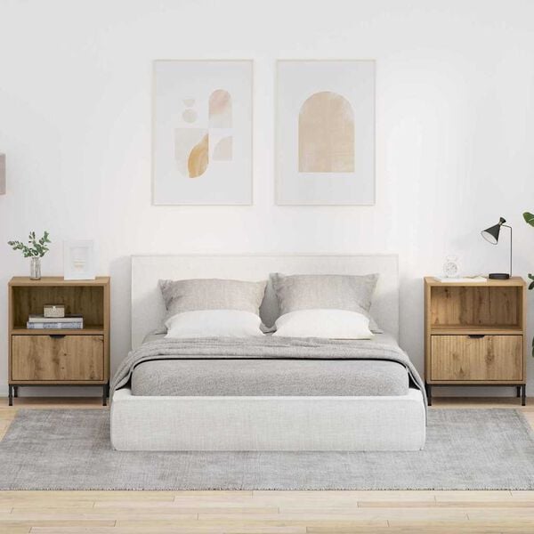 vidaXL Nachtkastje 2 pcs artisanaal eikenkleurig 49 x 36 x 61 cm