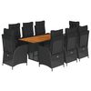 vidaXL 9-delige Tuinset poly rattan zwart