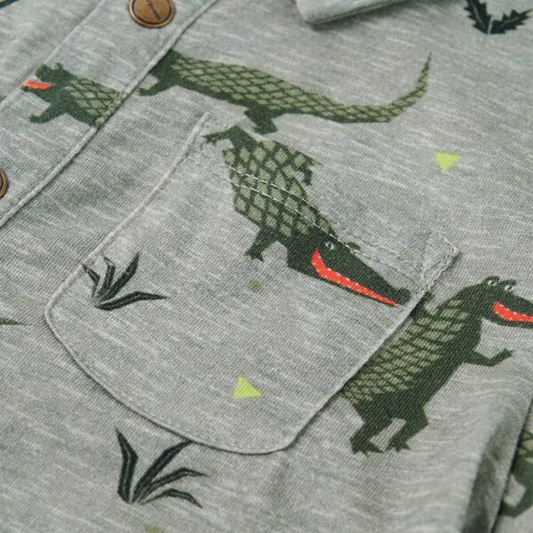 Kinderoverhemd 116 gem&ecirc;leerd lichtkaki