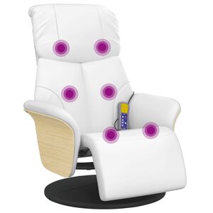 vidaXL Massagestoel verstelbaar met voetensteun kunstleer wit