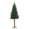 vidaXL Slanke Kerstboom Groen 210 cm PVC en massief dennenhout