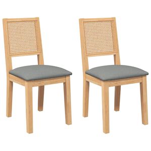 vidaXL Eetkamerstoelen met kussens 2 st massief hout rubber