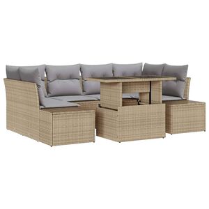 vidaXL Bankstel 7 st Beige en Licht Grijs poly rattan
