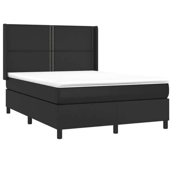 vidaXL Boxspring met matras en LED kunstleer zwart 140x190 cm