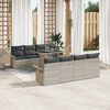 vidaXL Tuin Sofa Set met kussen 9 pcs Lichtgrijs poly rattan