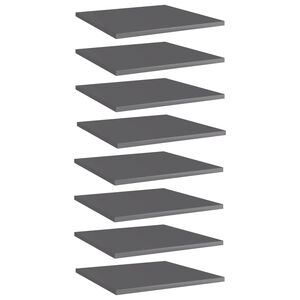 vidaXL Wandschappen 8 st 40x40x1,5 cm bewerkt hout hoogglans grijs