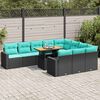 vidaXL 11-delige Loungeset met kussens poly rattan zwart