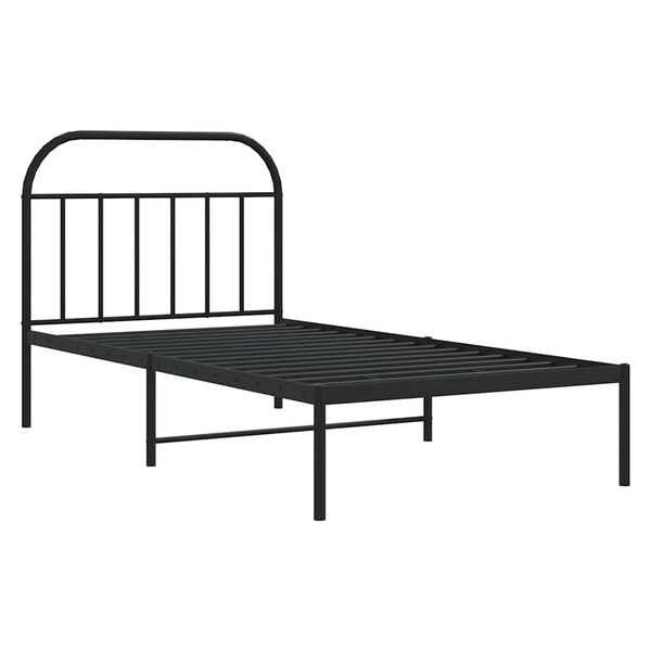 vidaXL Bedframe met hoofdbord metaal zwart 100x190 cm
