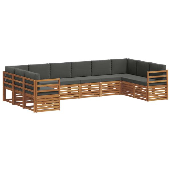vidaXL Sofa-Sets 10 pcs Natuurlijk en Antraciet Massief Acaciahout