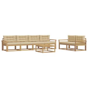 vidaXL Buiten bankenset 6 st Wit en Beige