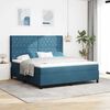 vidaXL LED Boxspring Bed met Matras Geruit Blauw 180 x 200 cm Fluweel