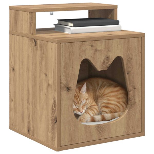 vidaXL Kattenhuis Ambachtelijk eiken 42,5 x 40 x 53,5 cm Bewerkt hout