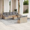 vidaXL 10-delige Loungeset met kussens poly rattan beige