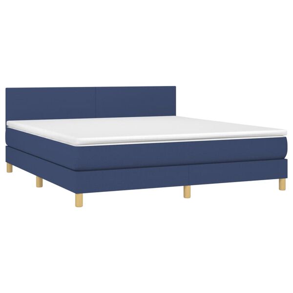 vidaXL Boxspring met matras en LED stof blauw 160x200 cm