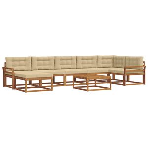 vidaXL Buiten bankenset met kussen 8 pcs Natuurlijk en Beige