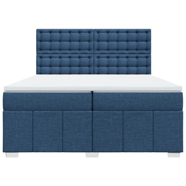 vidaXL Boxspring met matras stof blauw 200x200 cm