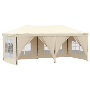 vidaXL Partytent inklapbaar met zijwanden 3x6 m cr&egrave;mekleurig