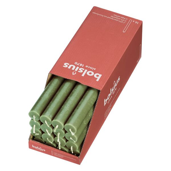 Bolsius Dinerkaarsen Shine 16 st rustiek 27 cm fris olijfkleurig