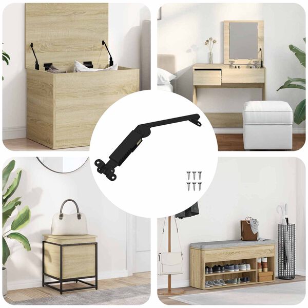 vidaXL Deksel ondersteunend scharnier 12 pcs Zwart 192 x 32 x 50 mm