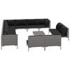 vidaXL 13-delige Loungeset met kussens poly rattan donkergrijs