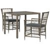 vidaXL Buiten eettafelset 3 st Grijs poly rattan
