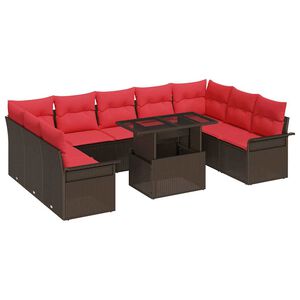 vidaXL Tuin Sofa Set 10 st Bruin Poly Rattan